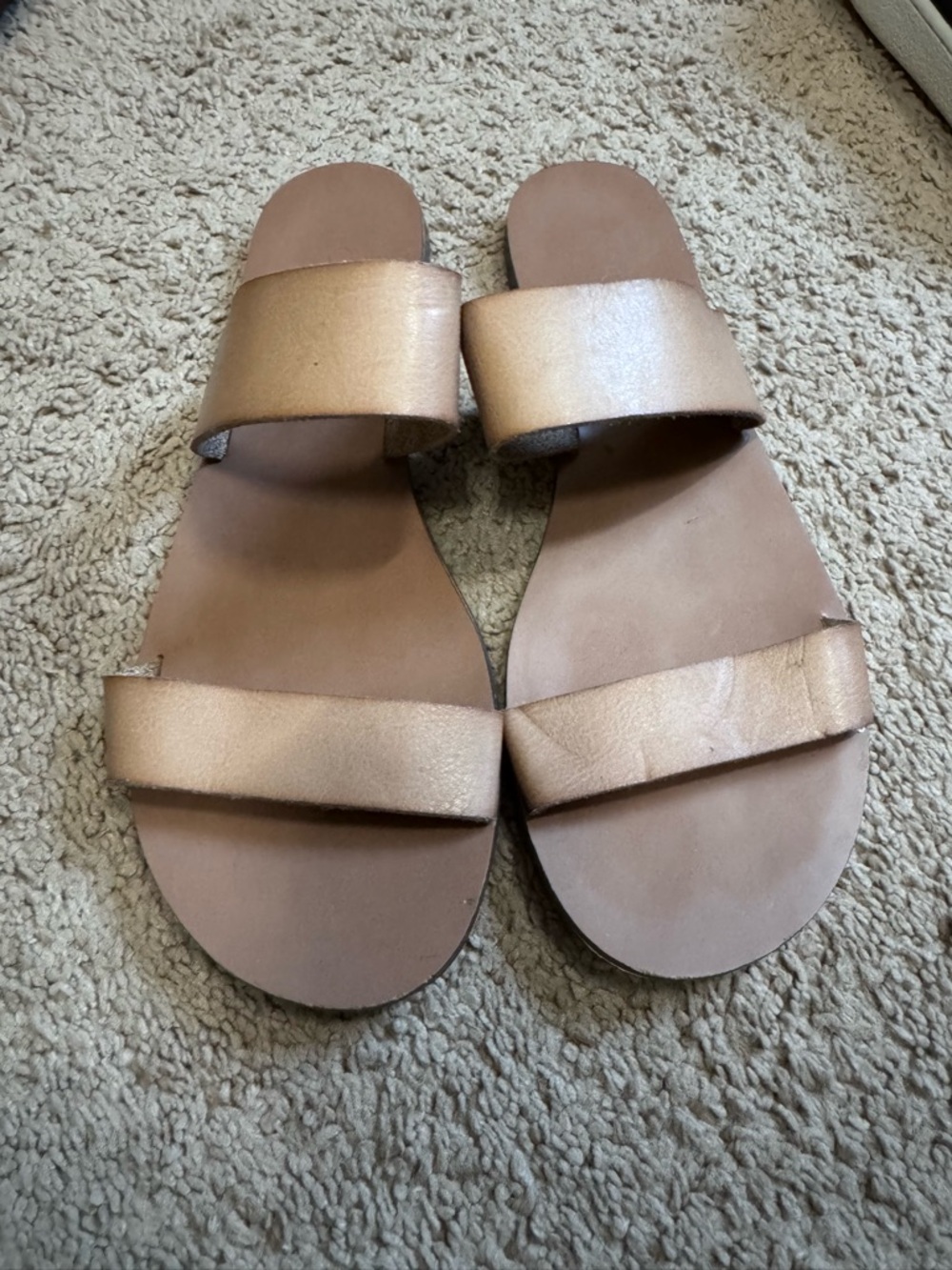 J. Crew tan Double-Strap Slide Sandals